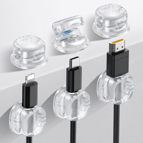 Vista 12 de AhaStyle Organizador magnético de cables [1s Lock] Paquete de 6 soportes para cables de cable, clips adhesivos fuertes para cables [suave ajustable]