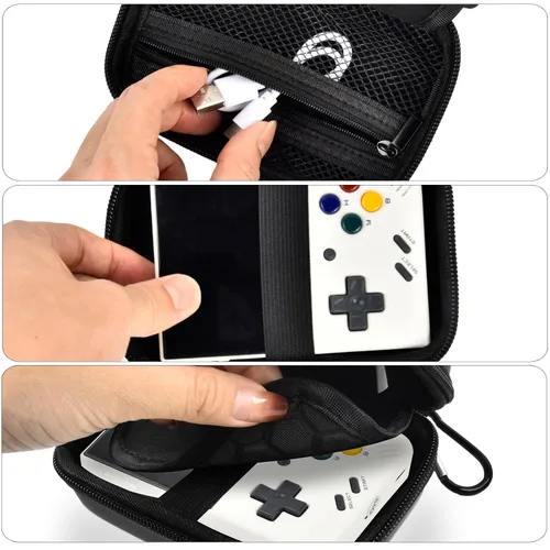 Vista 5 de Case Compatible with Miyoo Mini Plus Portable Game Console, Holder for Handheld Game Player and External TF Card 64G, with Mesh Pocket for Charging