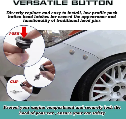 Vista 4 de Xotic Tech - Juego de 4 tapas de bloqueo de parachoques con botón de liberación rápida universal para automóvil (negro)