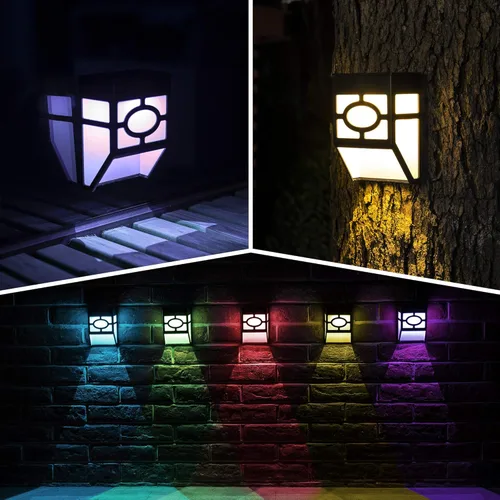 Vista 8 de Solpex Luces solares para terraza, luces solares para valla, 2 modos de luces de decoración de Navidad, patrón único, impermeable automático