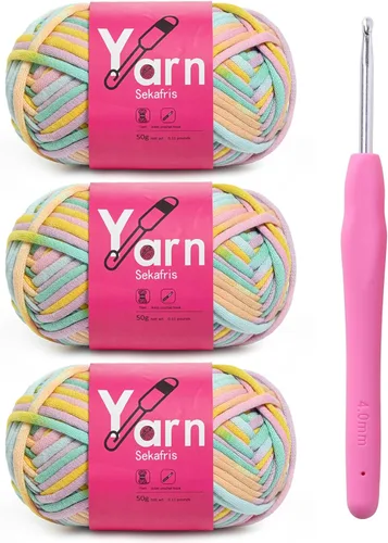 Vista 13 de Hilo de ganchillo con hilo de algodón para ganchillo - Hilos de ganchillo para principiantes con puntadas fáciles de ver - Hilo para ganchillo