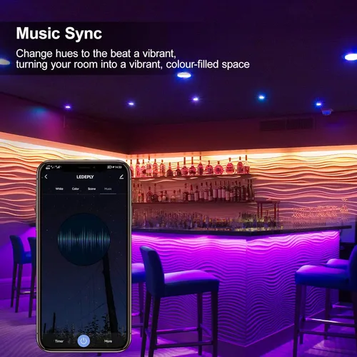 Vista 6 de Bombilla inteligente GU10 compatible con Alexa, Google Home, SmartThings, bombillas LED WiFi de 5 W, cambio de color, no requiere concentrador