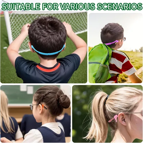 Vista 8 de YGDZ Paquete de 8 correas para lentes de sol para niños, correa para gafas, soporte para gafas, retenedor de gafas, correa elástica de silicona