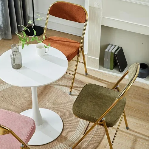 Vista 4 de CraftThink Sillas de comedor modernas, silla auxiliar tapizada para el hogar, con acabado mate, silla de comedor plegable con respaldo abierto