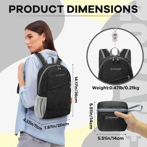 Vista 2 de ZOMAKE 10L Small Hiking Backpack for Women Men - Lightweight Packable Hiking Daypack - Tear Resistant Travel Foldable Day Pack for Camping Outdoor