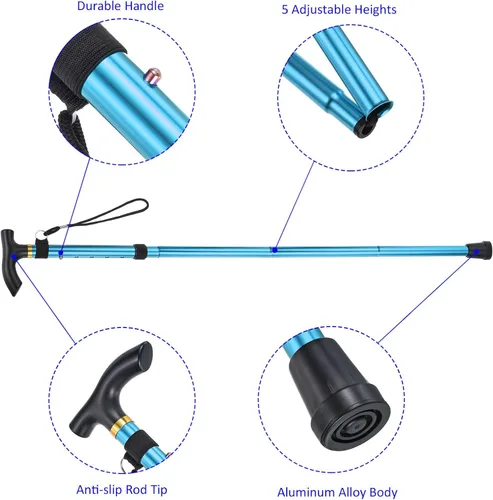 Vista 5 de M METERXITY Trekking Poles - Collapsible Hiking Walking Sticks, Telescopic & Folding, Apply to Women Walking Backpacking
