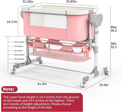 Vista 6 de Moisés mecedor para bebé, moisés eléctrico automático con 5 movimientos de mecido, moisés junto a la cama para recién nacido, cuna mecedora
