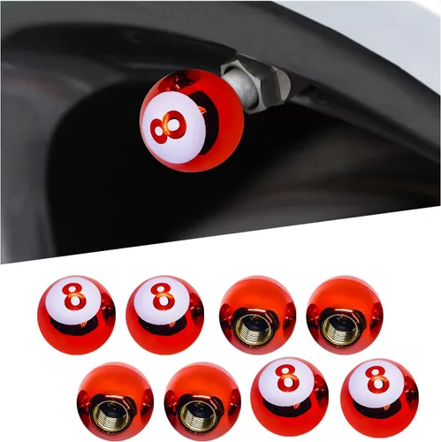 Vista 7 de Augeny 8 tapas para válvulas de neumáticos de automóvil, cubiertas de vástago de válvula de rueda de bola de 8 bolas con anillo de goma, tapones Azul