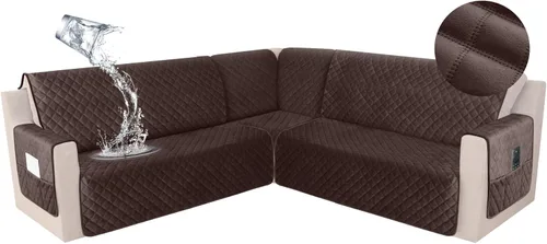 Vista 33 de HDCAXKJ Funda impermeable para sofá modular esquinero, de terciopelo en forma de L, para mascotas y perros, suave, resistente, en forma de U, juego