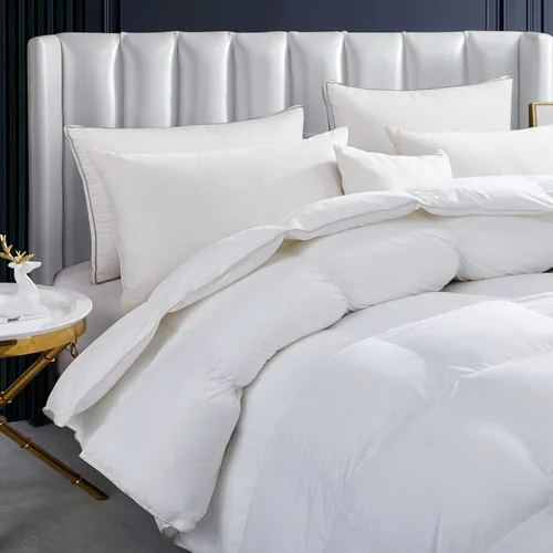 Vista 3 de Lujoso edredón de plumas de ganso de peso pesado, edredón de plumón de ganso tamaño King, funda de 100% algodón egipcio, peso de relleno de 75
