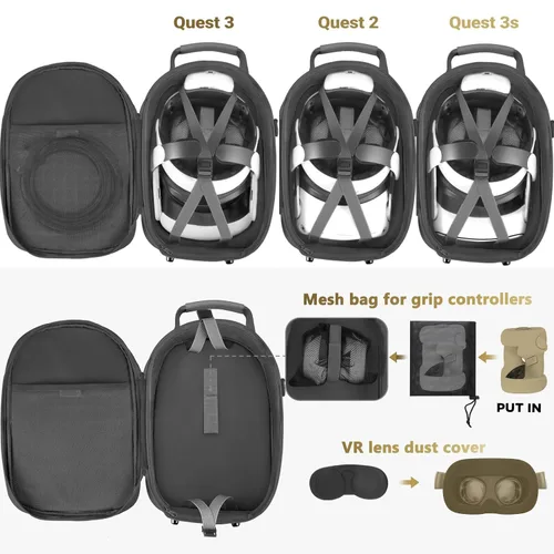 Vista 2 de FOREGOER Carrying Case for Meta Quest 3Quest 3SOculus Quest 2, Hard Travel Storage Case Compatible with Oculus Quest 3 Headset, Quest Pro, Touch