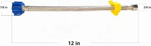 Vista 4 de Klabb Conector de grifo de cocina de baño de 24 pulgadas de largo, manguera de suministro de acero inoxidable trenzada, rosca de compresión hembra