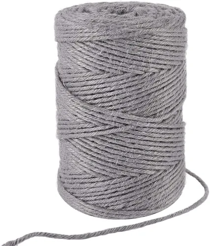 Tenn Well Guita de yute gris de 328 pies y 0.118 in de grosor para envolver regalos | Cuerda gruesa para manualidades, embalaje, jardinería,