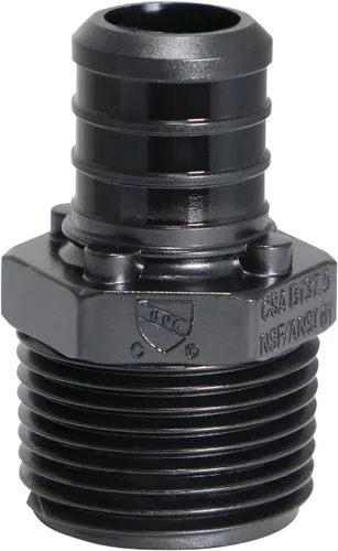Vista 3 de 10 piezas XFITTING 3/4 pulgadas Pex x 3/4 pulgadas macho NPT adaptador, aleación de polietileno macho, macho de plástico, crimpado Pex B, negro, 10
