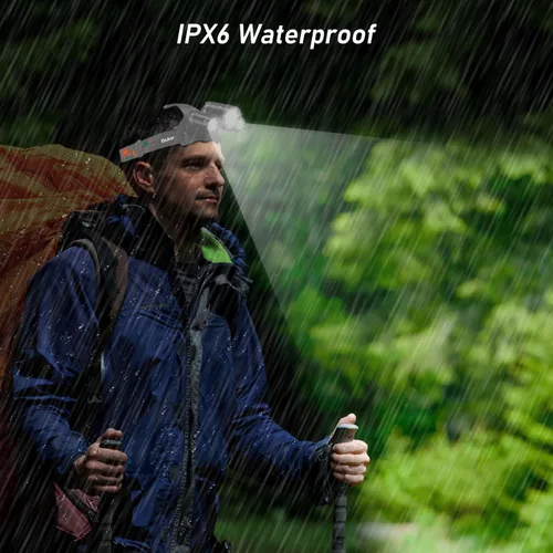 Vista 5 de Blukar Linterna Frontal LED, linterna recargable súper brillante, 3 luces, 5 modos, zoom, combinación de focos y luz de inundación, IPX6