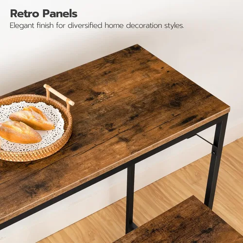 Vista 6 de HOOBRO Juego de mesa de bar y sillas, juego de mesa de comedor de 39.4" con toma de corriente, juego de mesa de pub de 3 piezas, mesa de bar