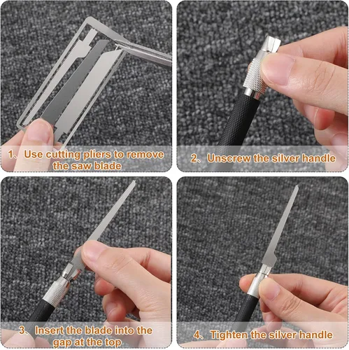 Vista 3 de Mini Sierra de Mano Modelo Craft Blade Herramientas Juego de 2 Asas con 12 Cuchillas Artesanales Modelo Herramienta Hobby para Cortar Piezas