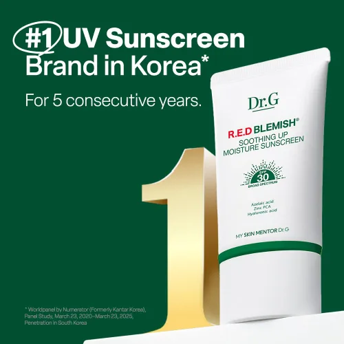 Vista 3 de Dr. G R.E.D. Blemish - Protector solar calmante de humedad - Protector solar coreano sin blanco - SPF de amplio espectro para pieles sensibles - No