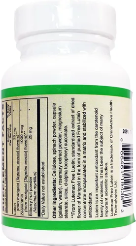 Vista 3 de Luteína Plus 20 MG (Luteína Libre Cristalina) w/Zeaxantina y Arándano - Lutemax®