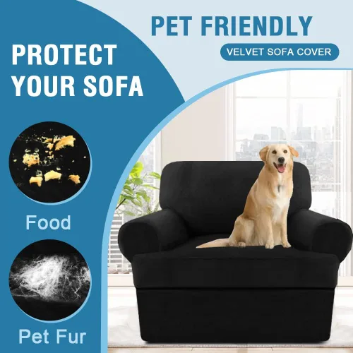 Vista 7 de H.VERSAILTEX Funda para sofá de 2 piezas, fundas para sillón con cojines en forma de T, funda para sofá de terciopelo grueso, protector de muebles