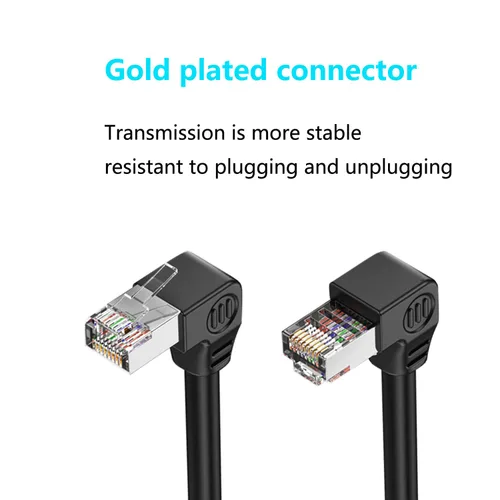 Vista 4 de Cable Ethernet Cat5e corto de 90 grados Cat 5e LAN Cable extendido RJ45 macho a macho Cable de red para módem router Smart TV PC Ordenador portátil