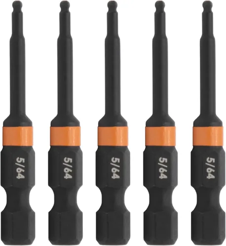 Vista 21 de Punta de conductor de impacto de bola hexagonal de 1/8" - Railer Llave Allen de brocas hexagonales. Vástago hexagonal de acero S2 de liberación