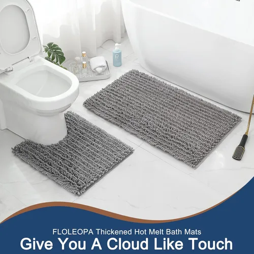 Vista 172 de FLOLEOPA Alfombras de baño de microfibra suave y esponjosa, tapetes de baño absorbentes, antideslizantes, lavables a máquina y de secado rápido