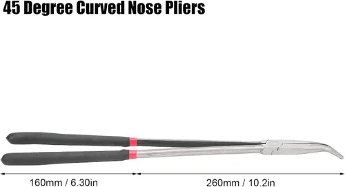 Vista 2 de Alicates curvados de 45 grados con mango largo, alicates de punta de aguja de 16 pulgadas de 15.748 in, herramientas artesanales para espacios