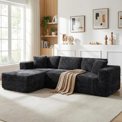 JAMFLY Sofá modular de 103 pulgadas, moderno sofá tapizado en forma de L sin hueso con asiento profundo de gran tamaño, sofá sin hueso comprimido de