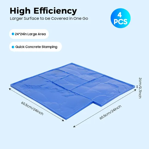 Vista 4 de TFCFL Juego de 4 alfombrillas para sellos de hormigón, 24 x 24 pulgadas, pizarra de textura de hormigón, alfombrilla de textura de hormigón