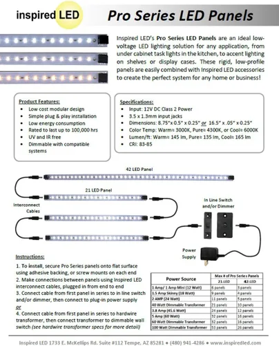 Vista 2 de Inspired LED Luz para debajo de la encimera Pro Series Triple Deluxe+ 12 paneles - Kit de fuente de alimentación 3 - Blanco puro