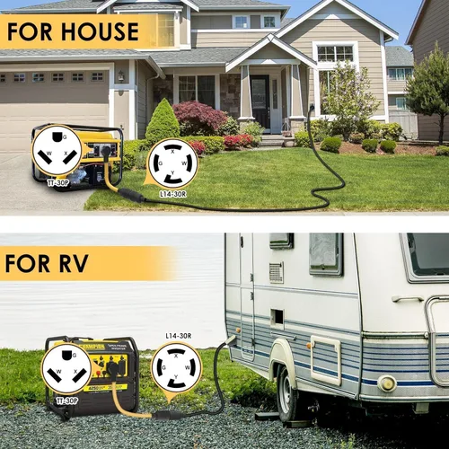 Vista 5 de Cable Adaptador de Interruptor de Transferencia de Generador TT-30 RV 30Amp a L14-30 Flexible con Mango Ergonómico, 30 Amp 3 Clavijas a 4 Clavijas