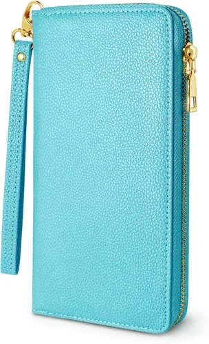 Vista 7 de Yarnic Cartera para mujer, negro, piel sintética, protección RFID, 8.9 x 4.7 x 0.8 pulgadas