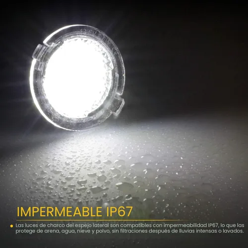 Vista 4 de Foco RUXIFEY de advertencia de charcos para espejo retrovisor lateral, con LED, compatible con Ford F150, Explorer, Edge, Expedition, Flex Fusion