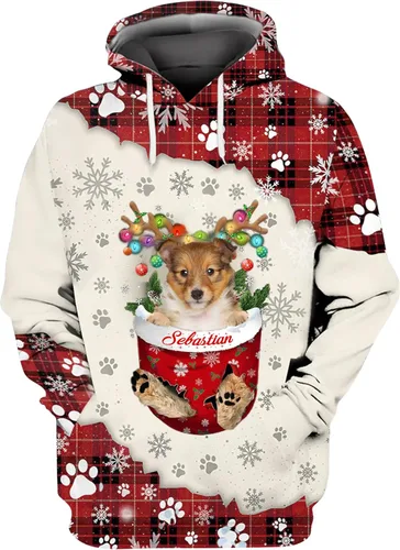 Vista 27 de Sudadera con capucha 3D personalizada para perro, diseño de perro con nombre personalizado, sudadera con capucha de perro de amor, camisa de perro