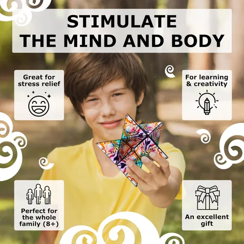 Vista 3 de Shashibo OCTA - Juguete sensorial para ansiedad que cambia de forma, juego magnético STEM para niños inteligentes de 8 a 12 años, adolescentes