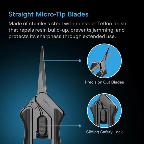 Vista 3 de AC Infinity Tijera de poda de acero inoxidable de 6.6 pulgadas, diseño ergonómico liviano, cuchillas rectas de precisión con revestimiento