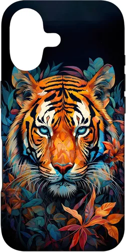 Vista 32 de Funda para iPhone 13 Acuarela Cara de Tigre Animal Salvaje Gato Grande