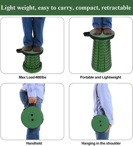 Vista 3 de Fishboy - Taburete plegable para adultos, ligero pero resistente, peso máximo de 1000 libras, portátil, retráctil, para actividades al aire libre