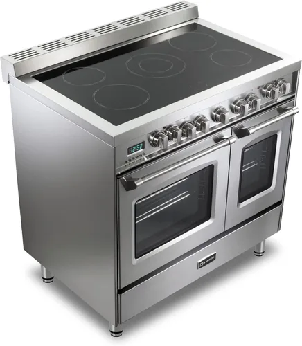 Vista 4 de Verona Serie Prestige VPFSEE365DSS Gama independiente totalmente eléctrica de 36 pulgadas con horno doble de convección, 5 elementos radiantes