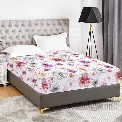 Vista 154 de YIYEA Sábana bajera ajustable de microfibra de doble cepillado de alta calidad, tamaño individual, sábana bajera ultra suave, encogimiento, Blanco