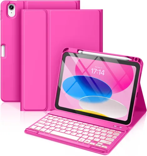 Vista 9 de Hamile Funda para iPad de 11ª y 10ª generación con teclado - 7 colores retroiluminados Inalámbricos Desmontable Folio Funda de teclado con soporte