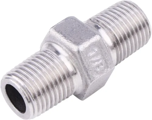 Vista 3 de Pezón hexagonal macho de 1/8 pulgadas NPT – Acero inoxidable 304 roscado para kit de preparación, aplicación de tubería casera (paquete de 5)