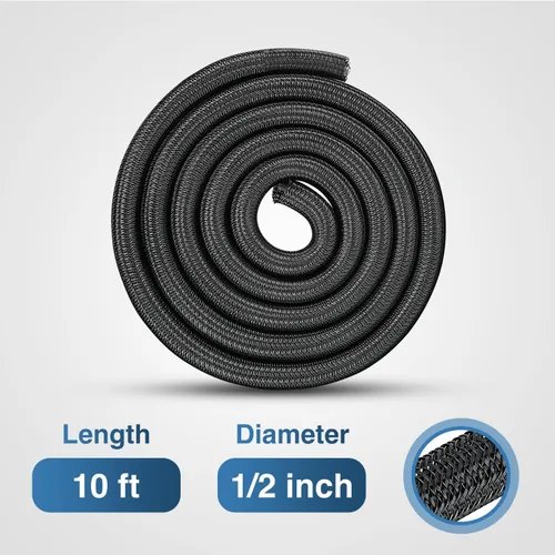 Vista 2 de Nilight - Funda para cable, fundas de gestión de cable de 10 pies - 1/2 pulgada, funda trenzada, telar de alambre autoenvolvente dividido