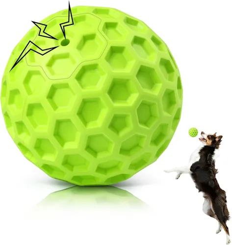 Vista 11 de DISSKNIC Pelotas chirriantes indestructibles para perros, juguetes interactivos para perros pequeños, juguetes para masticar cachorros