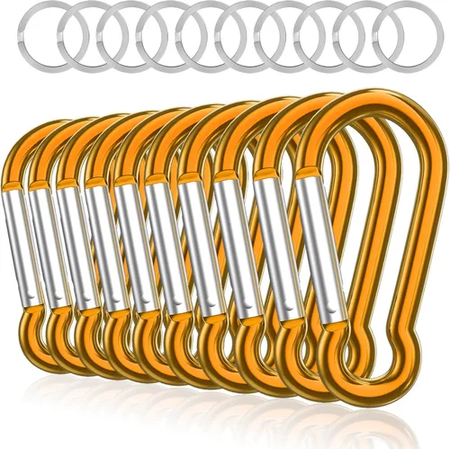 Vista 9 de Sprookber Mosquetón de aluminio, clips de caribeño, gancho de resorte para clip de llavero, juego de 10