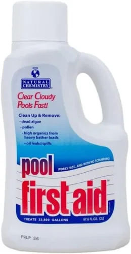 Natural Chemistry Enzima de piscina de primeros auxilios, 2 litros, limpia las piscinas nubladas rápidamente, libera filtros obstruidos, compatible