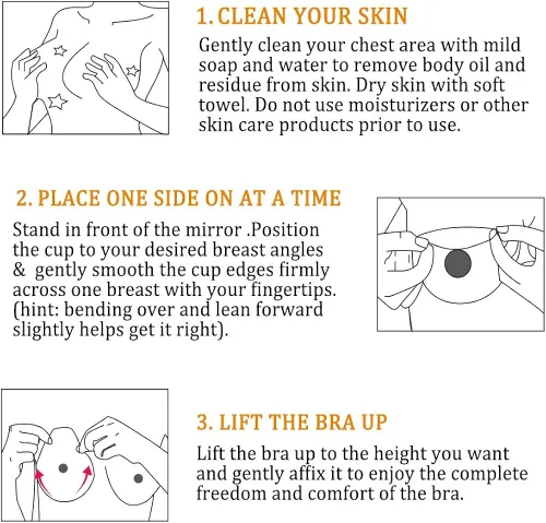 Vista 4 de Sujetador de silicona invisible con levantamiento de glúteos adhesivos de levantamiento de pecho brasier adhesivo reutilizable sin espalda sin