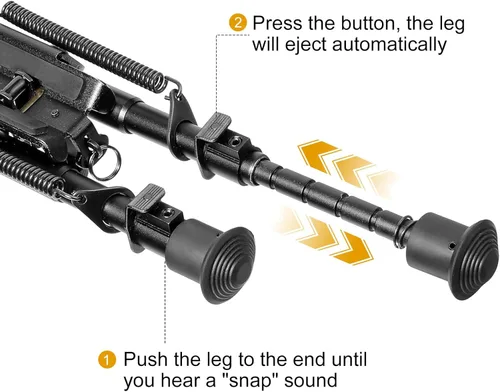Vista 4 de Besrilien Bípode de rifle con adaptador Picatinny para rifles de 6 a 9 pulgadas