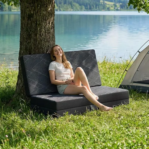 Vista 9 de Colchón triple plegable tamaño individual – Colchón plegable de espuma viscoelástica triple con funda lavable, asa y parte inferior antideslizante